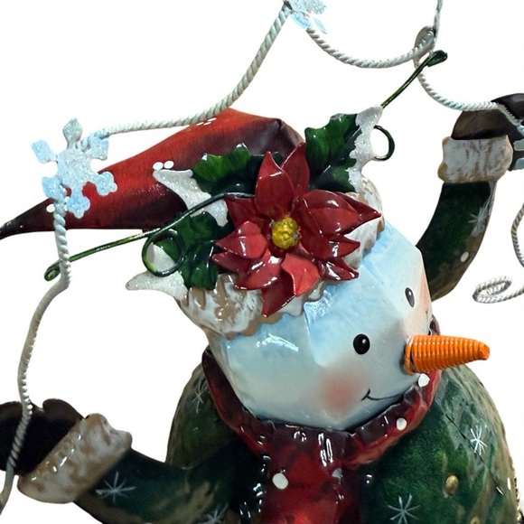 Whimsical Metal Wobble Wiggle Hand Painted Snowman Holiday  Decoration - Picture 2 of 3